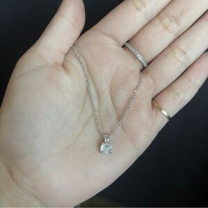 Kenneth Jay lane stainless steel silver tone cz necklace 18 inch